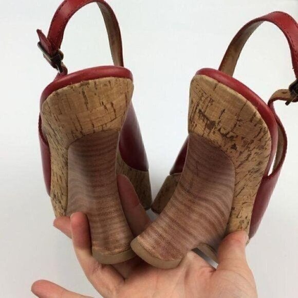 Corso Como platforms size 7 red leather cork funky - Picture 6 of 8